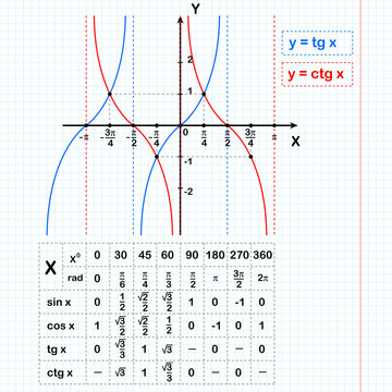 Tangent and cotangent functions on notebook sheet