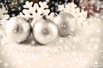 Obraz na płótnie Canvas Christmas composition on snow close-up
