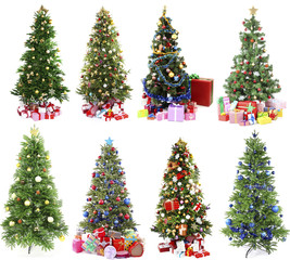 Christmas trees with gifts collage