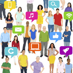 Obraz premium Illustration of Multiethnic People Social Media Concept
