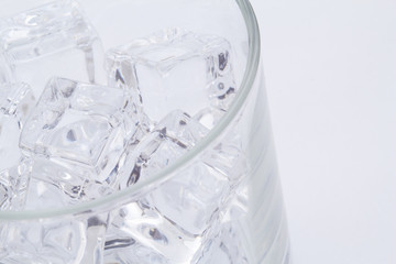 glass with ice cubes