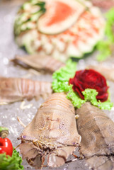 Fresh seafood photographed in a fish-market