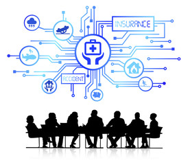 Group of Business People Meeting with Insurance Concept