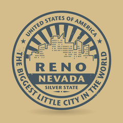 Grunge rubber stamp with name of Reno, Nevada, vector