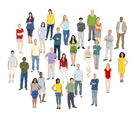Obraz premium Multi-Ethnic Group of People Standing Isolated on White