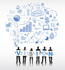 Silhouettes of Business People and Vision Concept