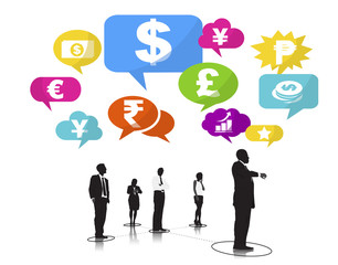 Group of Business People with Currency Symbols
