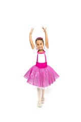 Fototapeta na wymiar Beautiful little girl smiling with colorful dance dress