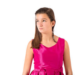 Teenager girl over white background