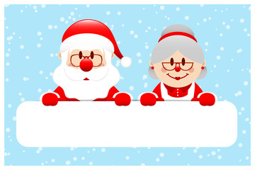 Giftcard Santa & Wife Banner Snow Blue