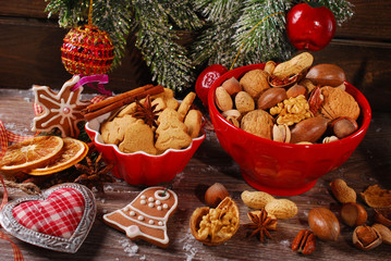 christmas cookies and nuts assortment