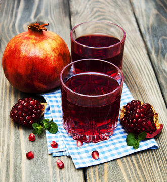 Two glasses of pomegranate juice