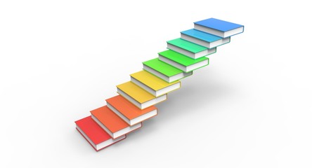 Obraz premium rainbow raw 3D Colorful stairs made of books