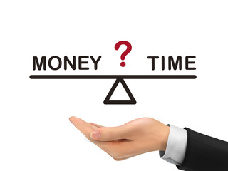 balance between time and money holding by realistic hand