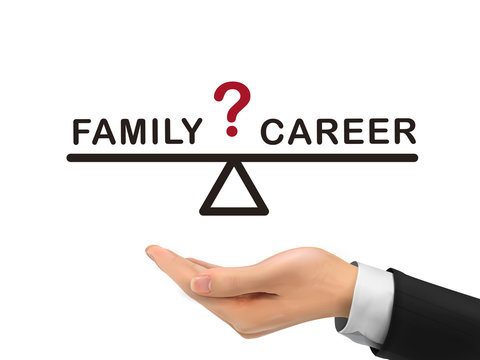 balance between family and career holding by realistic hand