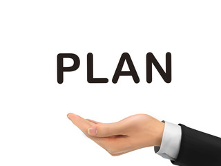 plan word holding by realistic hand