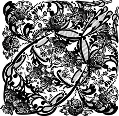 decorated black background with roses