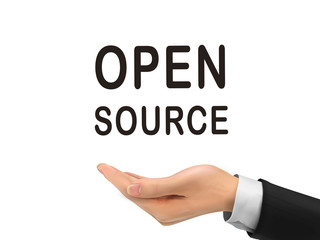 open source word holding by realistic hand