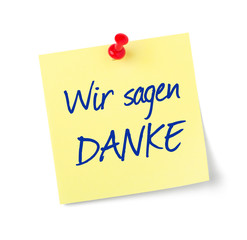 Notizzettel - Wir sagen Danke