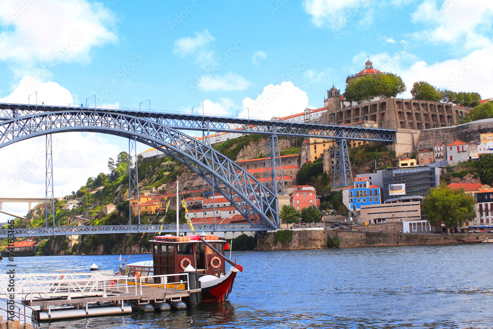 Sticker Bridge Maria Pia on Douro river, Porto, Portugal