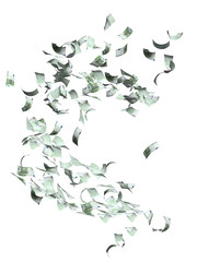 Flying banknotes of euros