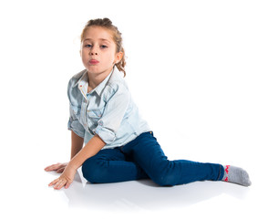 pretty kid over white background