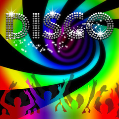 Disco poster rainbow spinning vortex