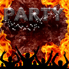 Party poster hot devilish flames - obrazy, fototapety, plakaty