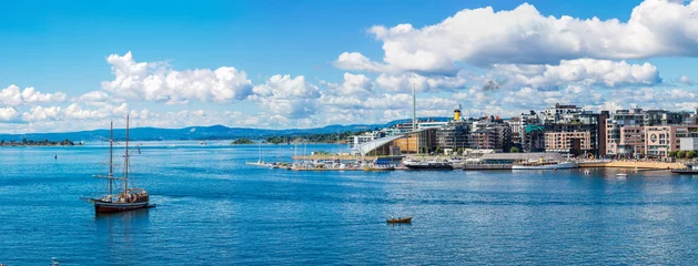 Poster De horizon en de haven van Oslo. Noorwegen © Sergii Figurnyi