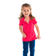 Fototapeta premium Blonde little girl over white