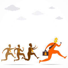 men follow the dollar men or catch money concept vector