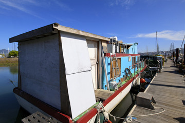 Fototapeta na wymiar Houseboats Harbor, Sausalito