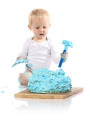 Baby smashing cake