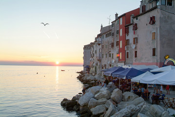 Fototapeta premium People dining at restaurants of Rovinj on Croatia