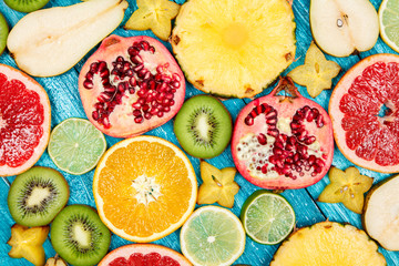 Set of colorful fruits