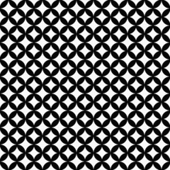 Black and White Interconnected Circles Tiles Pattern Repeat Back