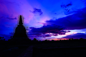 Ancient pagoda in dusk