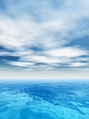 Naklejka na ściany i meble Conceptual blue sea or ocean water with sky