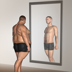 Human man fat and slim concept