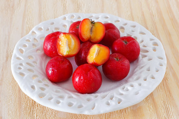 Malpighia glabra (red acerola), tropical fruit 