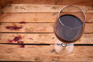 Red wine in a crate