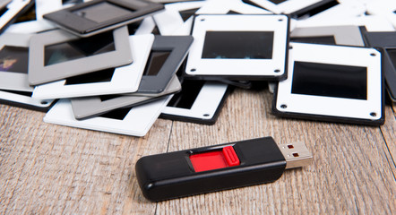 Slide stack with a USB flash drive