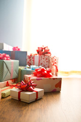 Colorful wrapped gift boxes