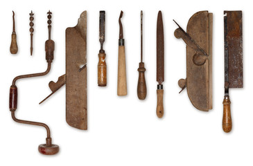 composition of old tools for wood