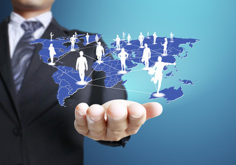 Hand pushing social network structure