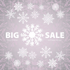 Winter sale background banner and snow. Vector