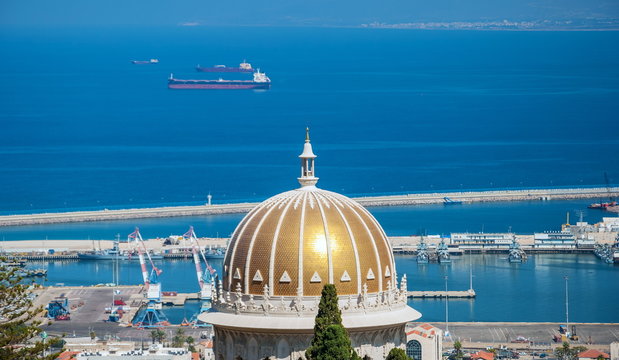 View Of The Port Of Haifa And Mount Carmel