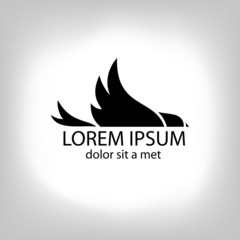stylized silhouette bird with expanded wings