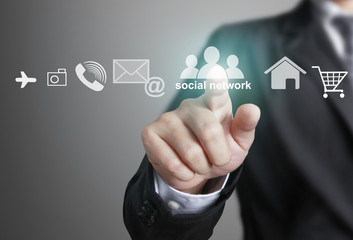 Hand pushing social network structure