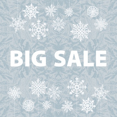 Winter sale background banner and snow. Vector